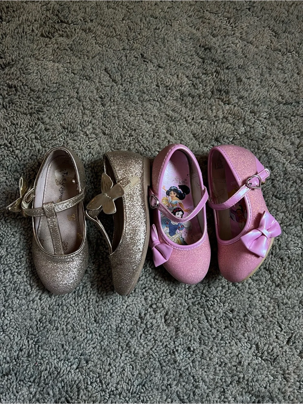 2 Girls Glitter Dress Shoes in Pink and Gold Sz 9 toddler